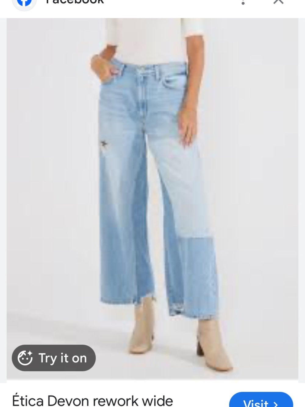 Etica Light Blue Patchwork Wide Leg Jeans